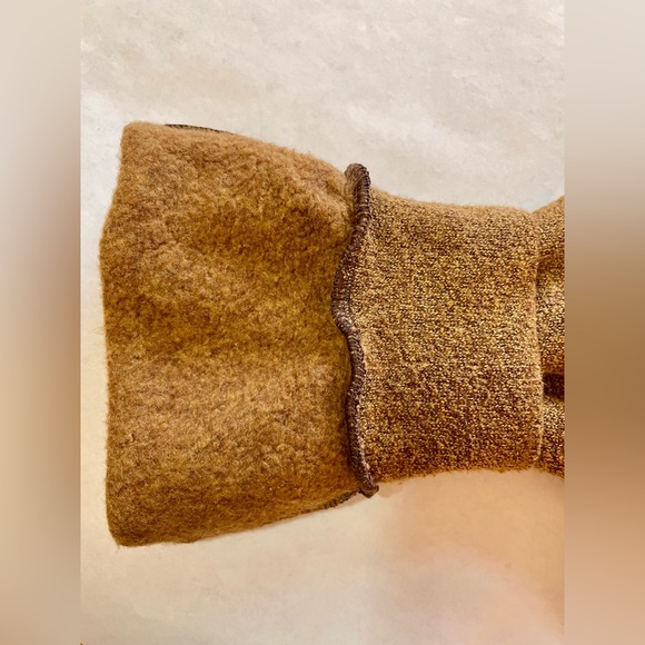 High Waisted Knit Track Joggers Sweatpants Fleece Pants side Small caramel brown - Picture 5 of 5